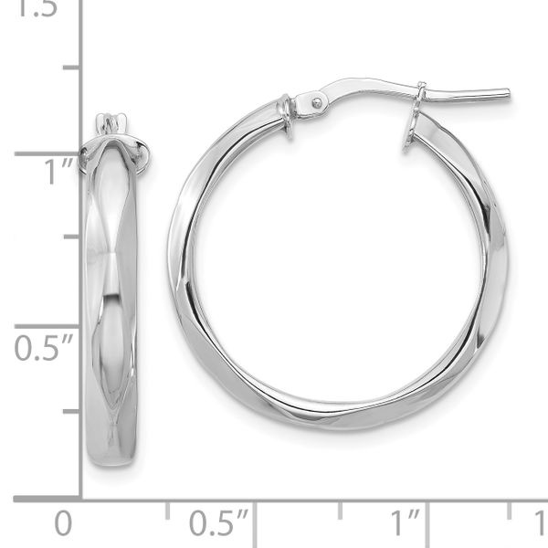 Leslie's 14K White Gold Polished Round Hoop Earrings - Image 4