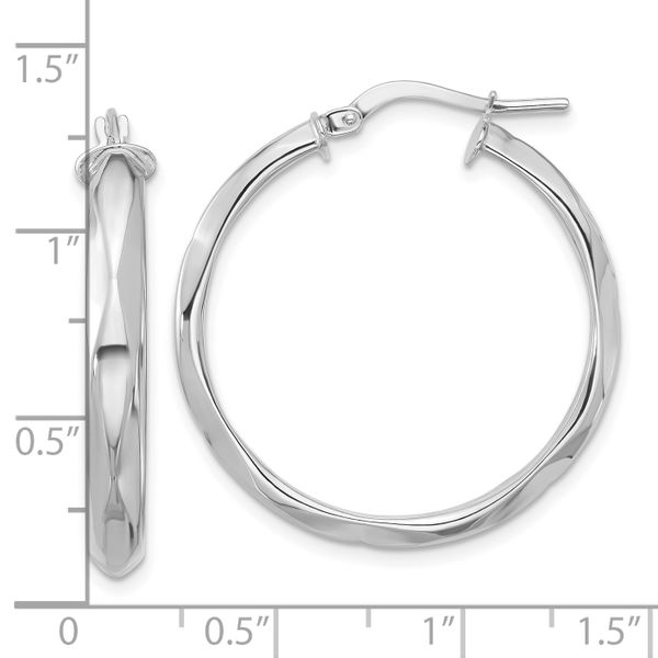 Leslie's 14K White Gold Polished Round Hoop Earrings - Image 4