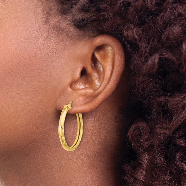 Leslie's 14K Polished Round Hoop Earrings - Image 3