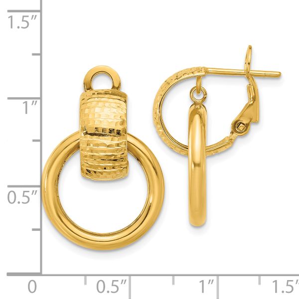 Leslie's 14K Polished and D/C Circle Dangle Omega Back Earrings - Image 4