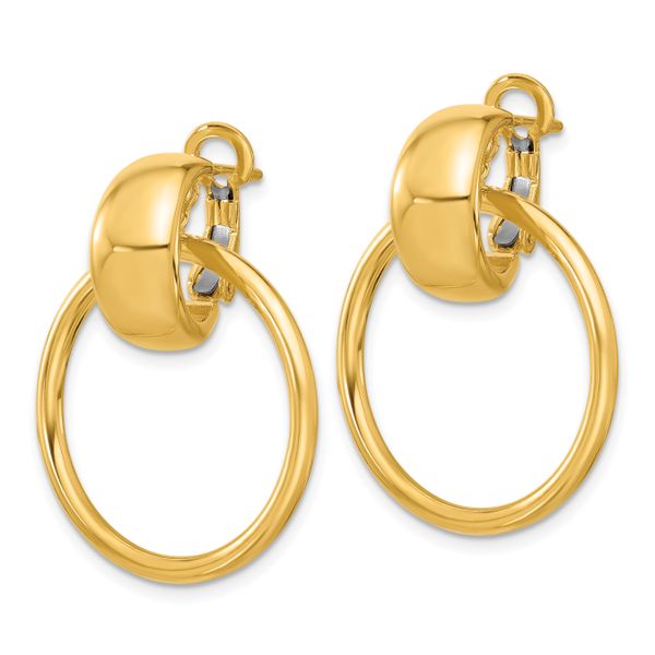 Leslie's 14K Polished Circle Dangle Omega Back Earrings - Image 2