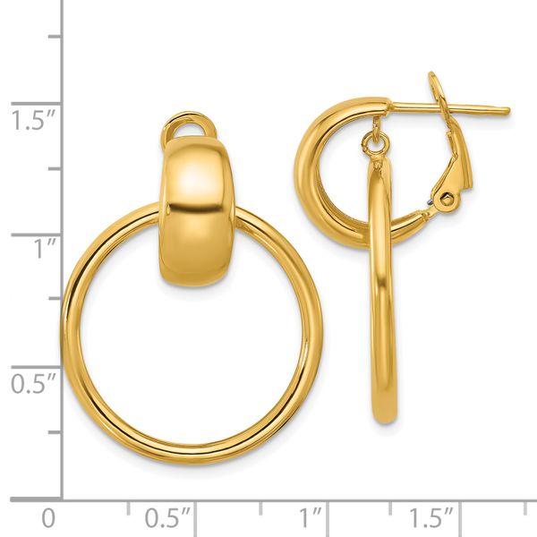 Leslie's 14K Polished Circle Dangle Omega Back Earrings - Image 4