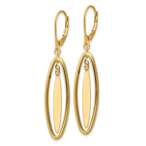 Leslie's 14K Polished and Textured Dangle Leverback Earrings - Image 2