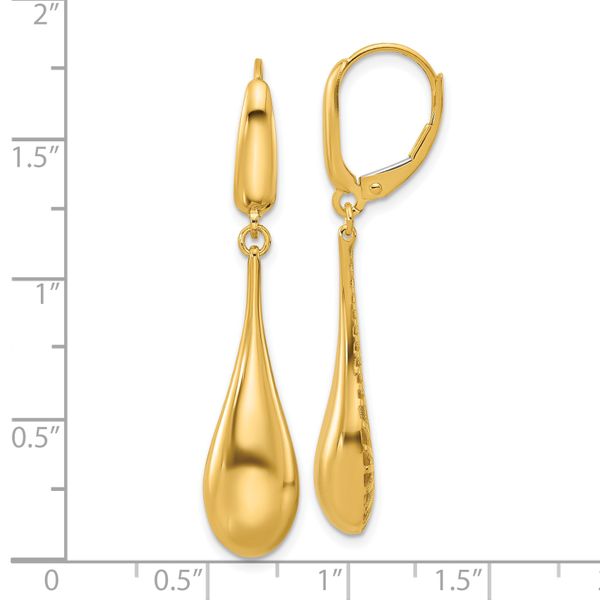 Leslie's 14K Polished Teardrop Dangle Leverback Earrings - Image 4
