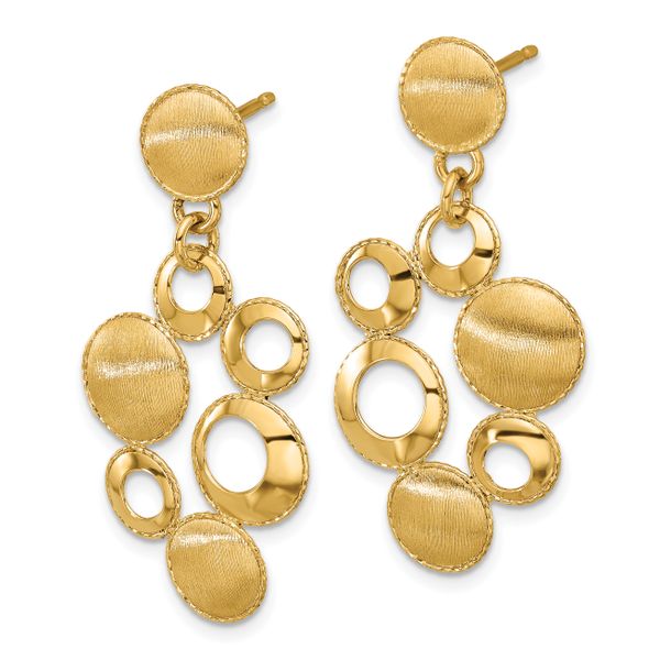 Leslie's' 14K Polished and Satin Circles Post Dangle Earrings - Image 2