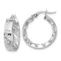 Leslie's 14k w/ White Rhodium Plating Polished and D/C Hoop Earrings