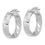 Leslie's 14k w/ White Rhodium Plating Polished and D/C Hoop Earrings - Image 2