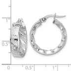 Leslie's 14k w/ White Rhodium Plating Polished and D/C Hoop Earrings - Image 4
