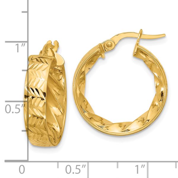 Leslie's 14k Polished and D/C Hoop Earrings - Image 4