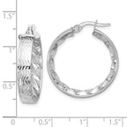 Leslie's 14k w/ White Rhodium Plating Polished and D/C Hoop Earrings - Image 4