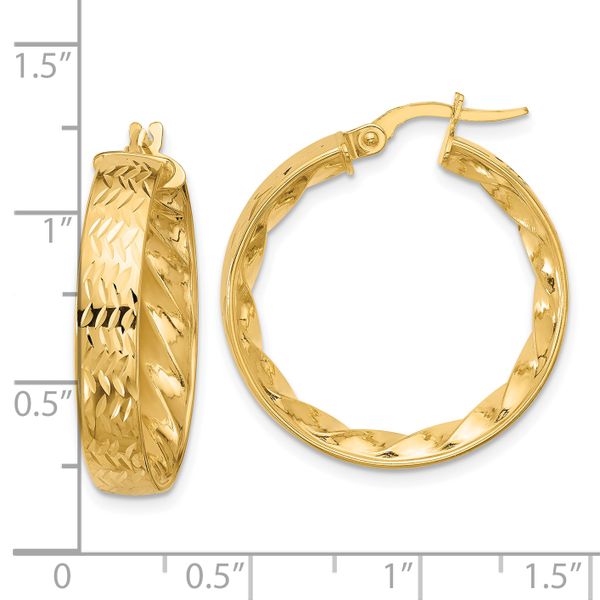 Leslie's 14k Polished and D/C Hoop Earrings - Image 4