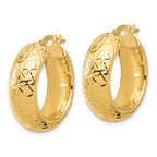 Leslie's 14k Polished and D/C Half Round Circle Hoop Earrings - Image 2