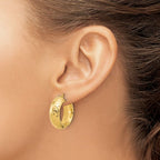 Leslie's 14k Polished and D/C Half Round Circle Hoop Earrings - Image 3