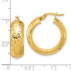 Leslie's 14k Polished and D/C Half Round Circle Hoop Earrings - Image 4