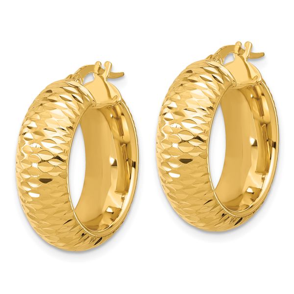 Leslie's 14k Polished and D/C Half Round Circle Hoop Earrings - Image 2