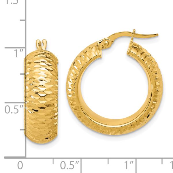 Leslie's 14k Polished and D/C Half Round Circle Hoop Earrings - Image 4