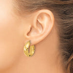 Leslie's 14k Polished and D/C Half Round Circle Hoop Earrings - Image 3