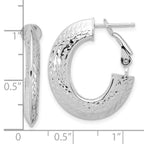 Leslie's 14k with White Rhodium Plating Polished and Diamond-cut Omega Back Hoop Earrings - Image 4