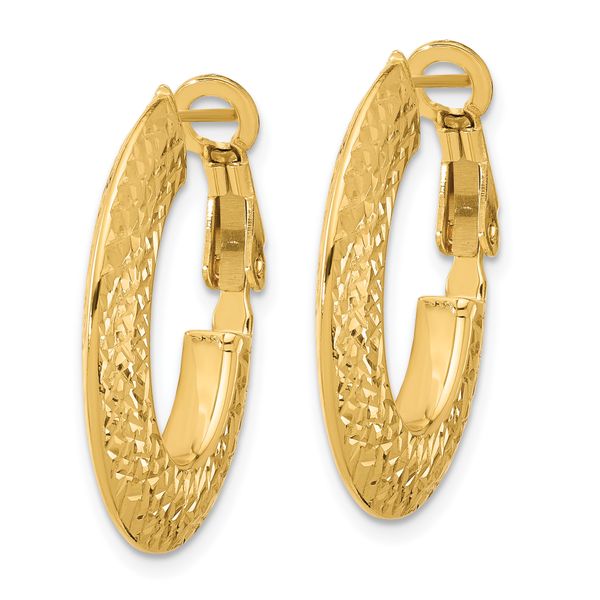 Leslie's 14k Polished and D/C Knife Edge Omega Back Hoop Earrings - Image 2