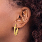 Leslie's 14k Polished and D/C Knife Edge Omega Back Hoop Earrings - Image 3
