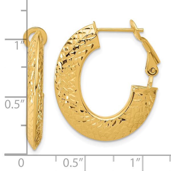 Leslie's 14k Polished and D/C Knife Edge Omega Back Hoop Earrings - Image 4