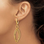 Leslie's 14k Polished and Textured Oval Dangle Leverback Earrings - Image 3