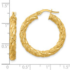 Leslie's 14k Polished and Textured Twisted Circle Hoop Earrings - Image 4