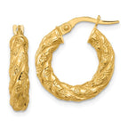 Leslie's 14k Polished and Textured Twisted Tube Hoop Earrings