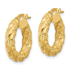 Leslie's 14k Polished and Textured Twisted Tube Hoop Earrings - Image 2