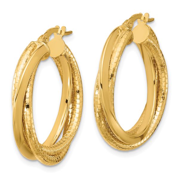 Leslie's 14k Polished and Textured Twisted Circle Hoop Earrings - Image 2