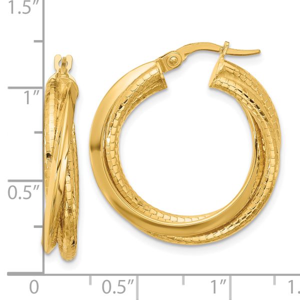 Leslie's 14k Polished and Textured Twisted Circle Hoop Earrings - Image 4
