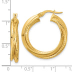 Leslie's 14k Polished and Textured Twisted Circle Hoop Earrings - Image 4