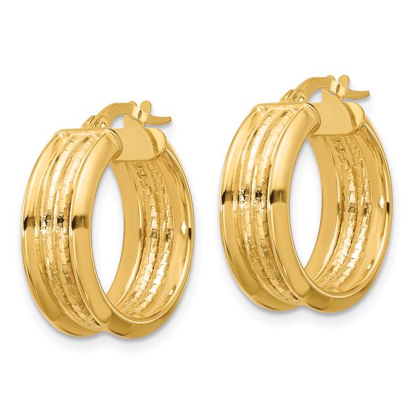 Leslie's 14k Polished and Textured Hoop Earrings - Image 2
