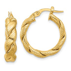 Leslie's 14k Polished and Textured Twist Hoop Earrings