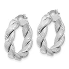 Leslie's 14k with White Rhodium Plating Polished and Textured Twisted Hoop Earrings - Image 2