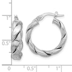 Leslie's 14k with White Rhodium Plating Polished and Textured Twisted Hoop Earrings - Image 4