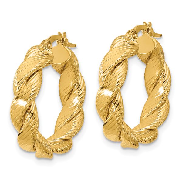 Leslie's 14k Polished and Textured Twist Hoop Earrings - Image 2