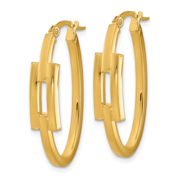 Leslie's 14k Polished Oval Sqare Tube Hoop Earrings - Image 2