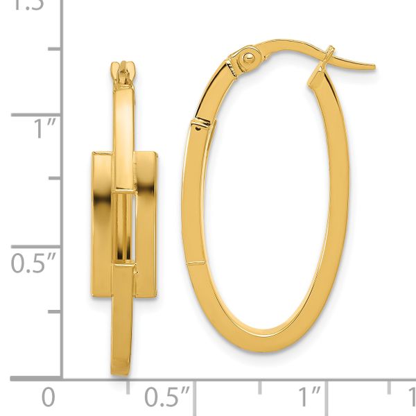 Leslie's 14k Polished Oval Sqare Tube Hoop Earrings - Image 4