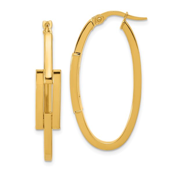 Leslie's 14k Polished Oval Sqare Tube Hoop Earrings