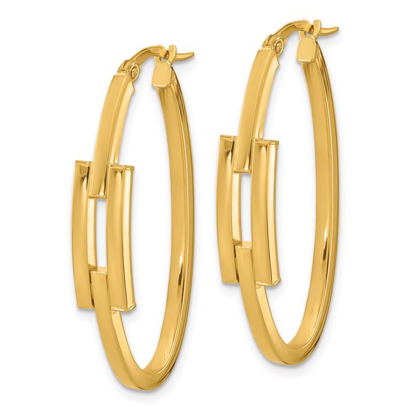 Leslie's 14k Polished Oval Sqare Tube Hoop Earrings - Image 2