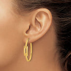 Leslie's 14k Polished Oval Sqare Tube Hoop Earrings - Image 3