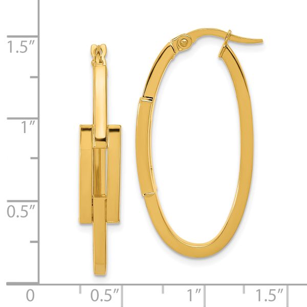 Leslie's 14k Polished Oval Sqare Tube Hoop Earrings - Image 4