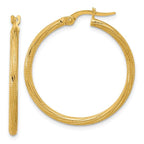Leslie's 14k Polished and Textured Twisted Tube Hoop Earrings