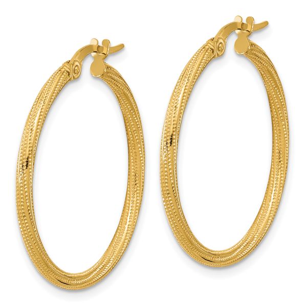 Leslie's 14k Polished and Textured Twisted Tube Hoop Earrings - Image 2