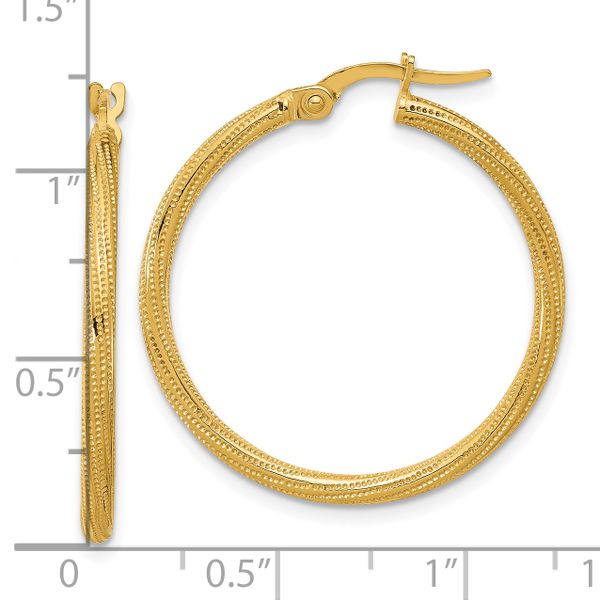 Leslie's 14k Polished and Textured Twisted Tube Hoop Earrings - Image 4