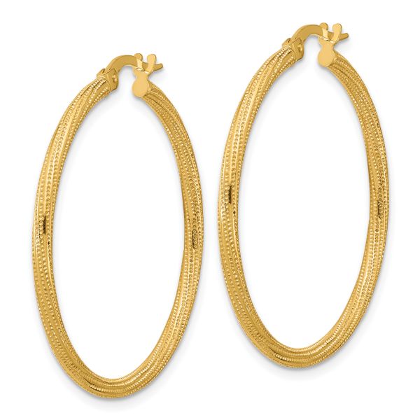 Leslie's 14k Polished and Textured Twisted Tube Hoop Earrings - Image 2