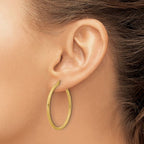 Leslie's 14k Polished and Textured Twisted Tube Hoop Earrings - Image 3