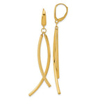 Leslie's 14k Polished and Textured Tube Dangle Leverback Earrings