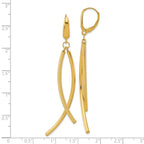 Leslie's 14k Polished and Textured Tube Dangle Leverback Earrings - Image 4
